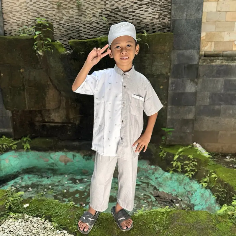 Setelan Baju Koko Anak Lucu Kain Madinah Terbaru Setelan Baju Koko Anak Model Stylist 2025 Nyaman Viral Kurta Pendek