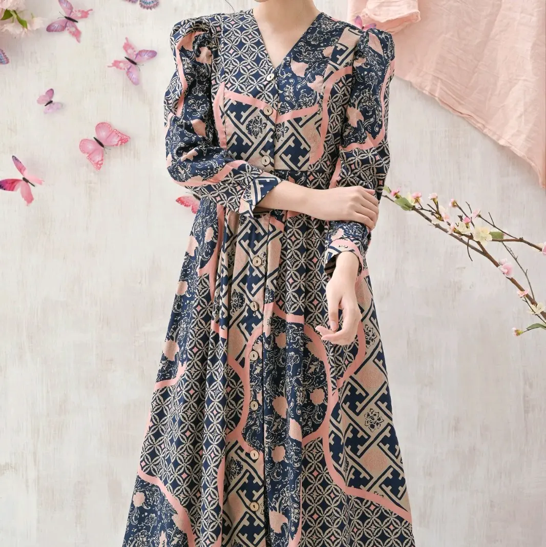 Dress batik mewah virall 8845 Manis Casual