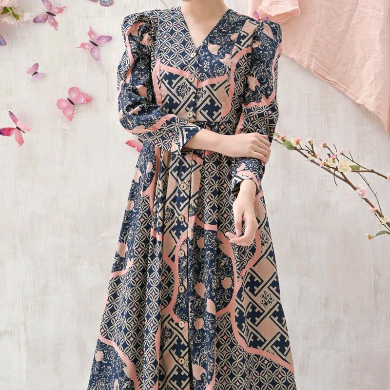 Dress batik mewah virall 8845 Manis Casual 0