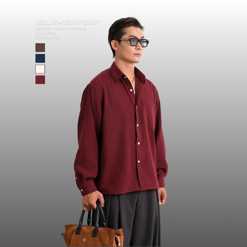 Áo Sơ Mi Nam B Brown Dài Tay Form Boxy Vạt Bằng Vải Linen - B Brown William Boxy Linen Shirts