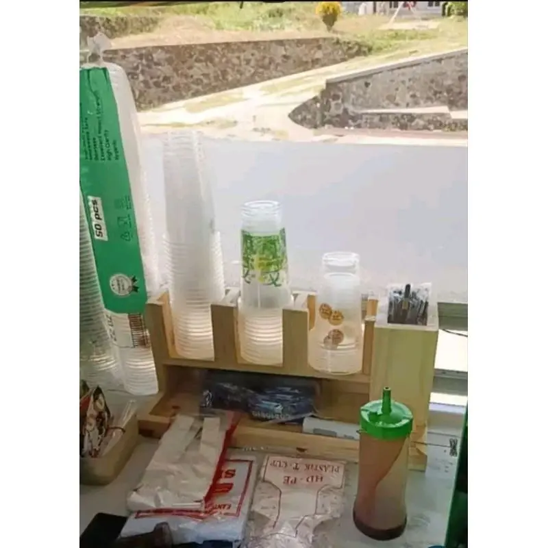 tempat cap gelas plastik jualan tempat sedotan rak cup gelas plastik 0