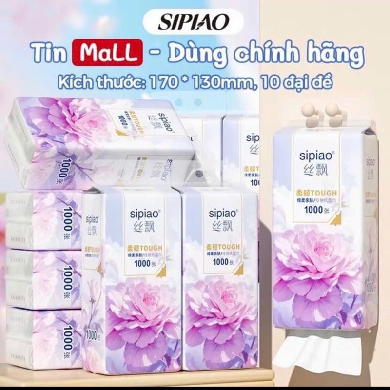 Thùng 10 Bịch Giấy Treo Đa Năng SIPIAO Hoa Hồng Khăn Rút Treo Trường 4 Lớp mỗi bịch 1000 Tờ Loại 1 Giấy Vệ Sinh