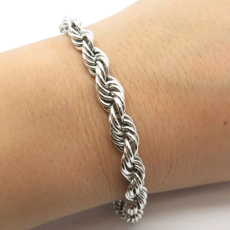 COD Gelang Rantai Tambang Silver Gelang Pria Wanita Titanium Kekinian 2