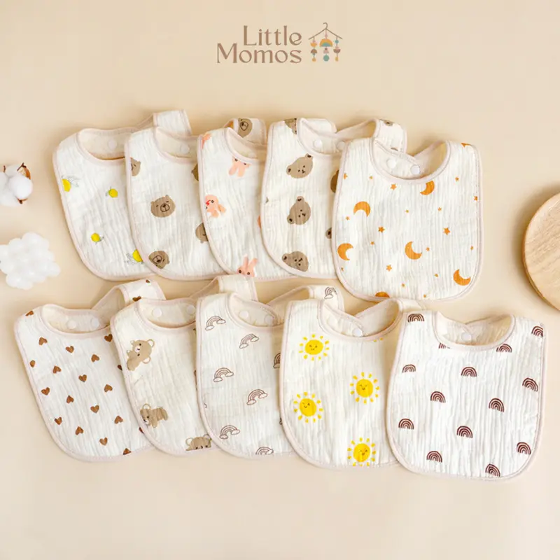 Little Momos Celemek Bear Mpasi Bayi katun Cotton Muslin Baby Bib Korean Bear 4