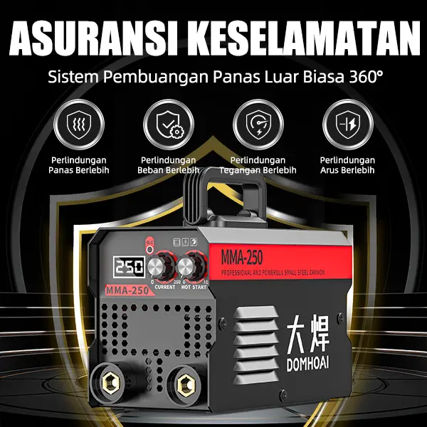 DOMHOAI Mesin Las Inverter Las Listrik Inverter MMA-250 Mesin Las IGBT Tampilan Digital Definisi Tinggi Portabel 1