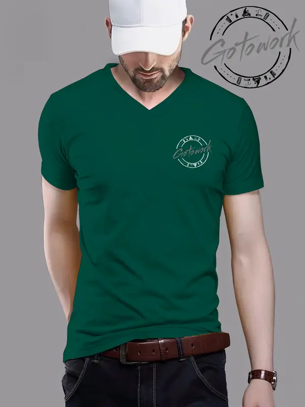 Kaos GO TO WORK Oblong Lengan Pendek Pria Wanita Dewasa  sablon DTF Polyflex V-Neck - Ukuran L, XL, XXL - Distro Sablon Cowok Baju Atasan Unisex Motif Keren Hitam 2