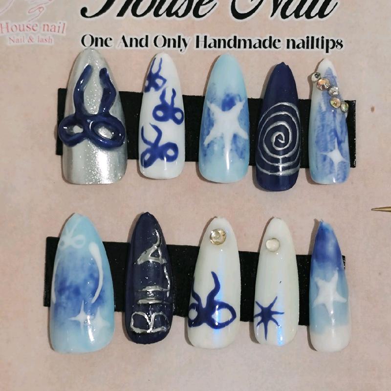 press on nail / kuku palsu 3D pita biru kode 02 1
