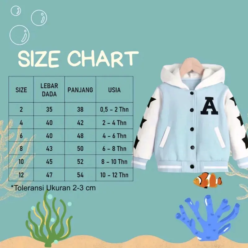 Jaket Baseball Retsleting Anak Logo Inisial L Size 1-12 Tahun Jaket Varsity Cowok Cewek Unisex Bahan Fleece Premium 3