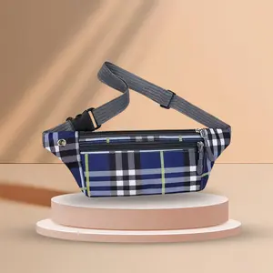 Tas Pinggang Pria Wanita Tas Selempang Waistbag Motif Kotak Polos Simpel Terbaru -BK236