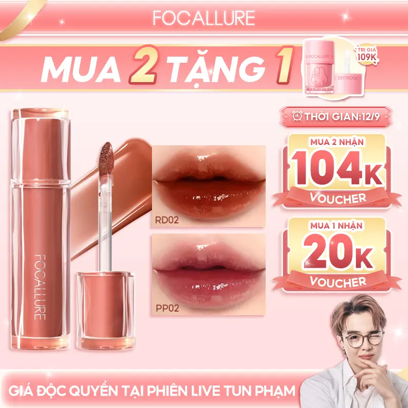 【Tun Phạm x FOCALLURE】FOCALLURE Pro Stain Son Tint Bóng Hỗ Trợ Dưỡng Ẩm Hỗ Trợ Chống Dính Cốc Có Sắc Tố Màu Cao Cho Môi Trong Trẻo Rạng Rỡ