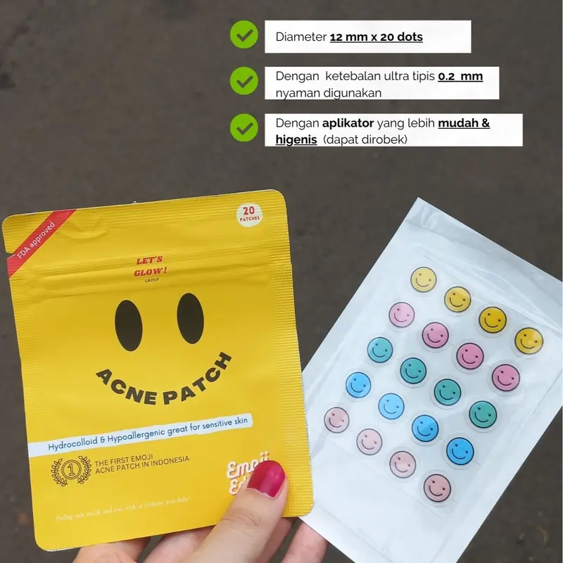 HYDROCOLLOID ACNE PATCH STIKER JERAWAT EMOJI LETS GLOW GROUP OBAT TOTOL JERAWAT OBAT JERAWAT 1