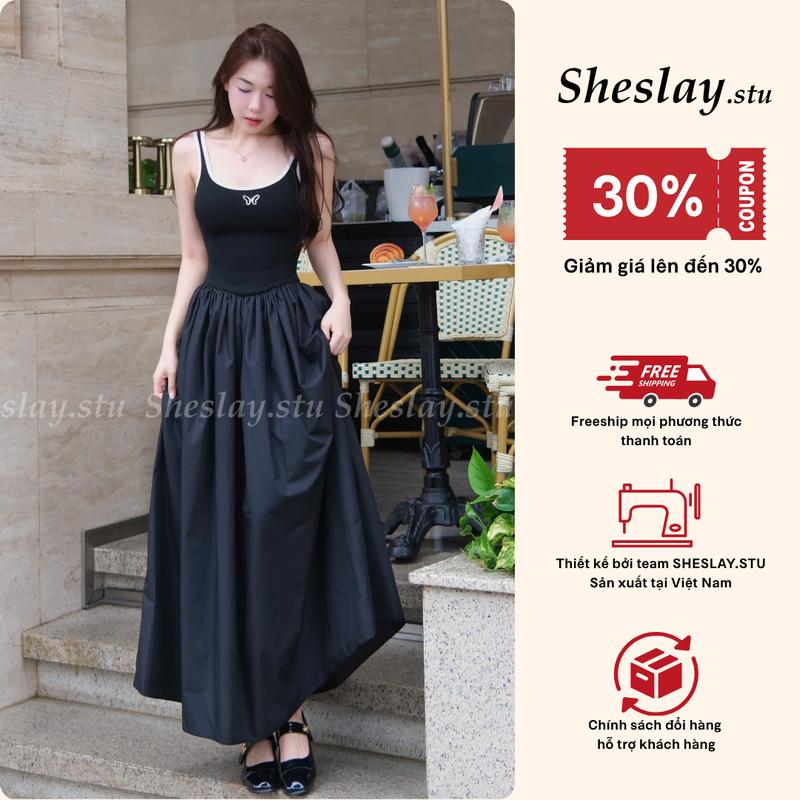 BUTTERFLY DRESS - ĐẦM BA LỖ PHỐI TÙNG XÒE DÀI ĐÍNH CHARM BƯỚM - VÁY NỮ NHẸ NHÀNG CÓ LÓT LỤA FREESIZE DƯỚI 62KG