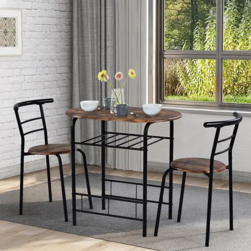 Dining Table & Chairs Set, 1 Table 2 Chairs Kitchen and Dining Room Furniture Kitchen Table Metal Frame Table for Small Space, Apartment 5