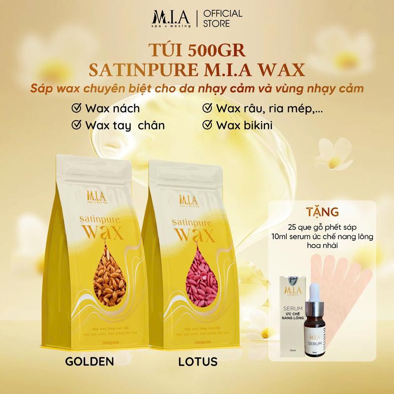  SATINPURE WAX -   Tặng 10ML Serum Hoa Nhài   500gr Sáp Wax Lông Chuyên Biệt Dành Cho Da Nhạy Cảm & Vùng Nhạy Cảm Wax Lông Nách Wax Bi Wax Lông Tay Lông Chân Wax Toàn Thân - MIA WAXING 