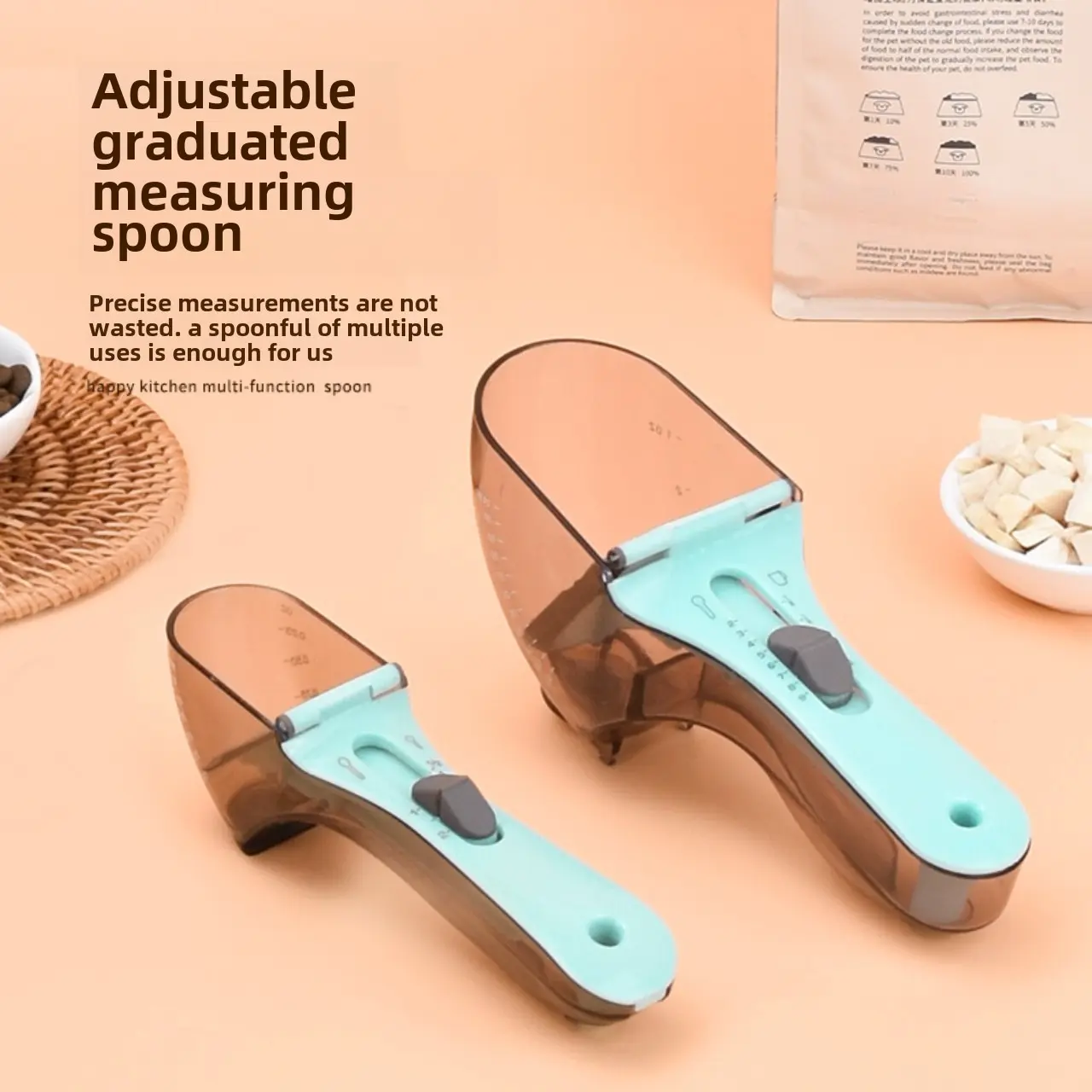 Smart Measuring Pet Food Spoon with Adjustable Gram Weighing Cat and Dog Food Measuring Cup for Precise Feeding