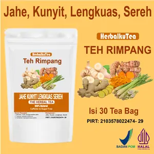 Teh Rimpang HerbalkuTea - Minuman Herbal Rempah Jahe Kunyit Lengkuas sereh Isi 30 Tea Bag
