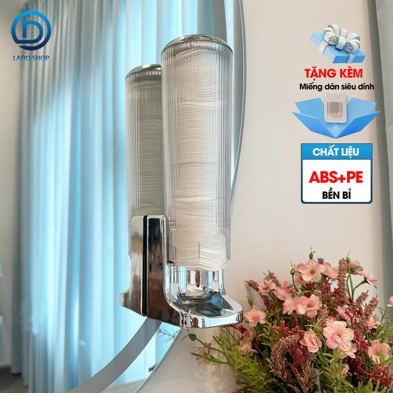 Hộp đựng bông tẩy trang dạng tròn dạng vuông treo tường hoặc để bàn LH-4114 + tặng kèm miếng dán tường