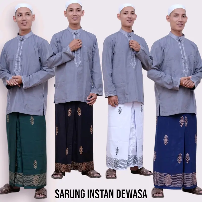Sarung Instan Dewasa Motif Sarwon Tenun rayon Bahan Halus Modis dan Praktis Muslim - Kain, Pria Bali Putih Hitam 0