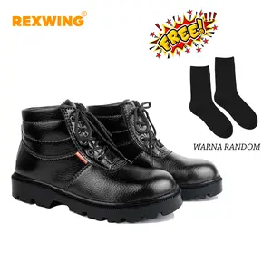Rexwing - Sepatu Safety Boots Ujung Besi Medium Tali Shoes Pria Kerja Lapangan Original Brand