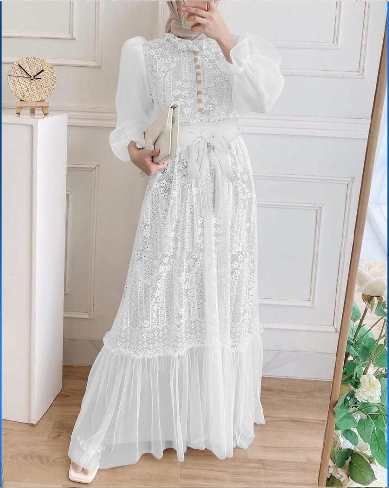 Product Introduction of TP89 Dres Gamis inana 89z4 maxi cantik full brukat lapis furing Muslim Organza Nyaman Wanita Tile 12