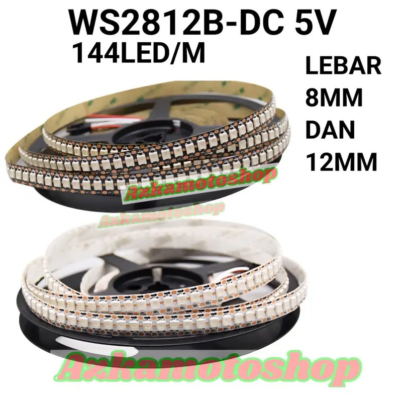 Led strip rgb ws2812b 5v lebar 8mm 12mm  144led/meter Smart led strip ws2812b led dmx Black