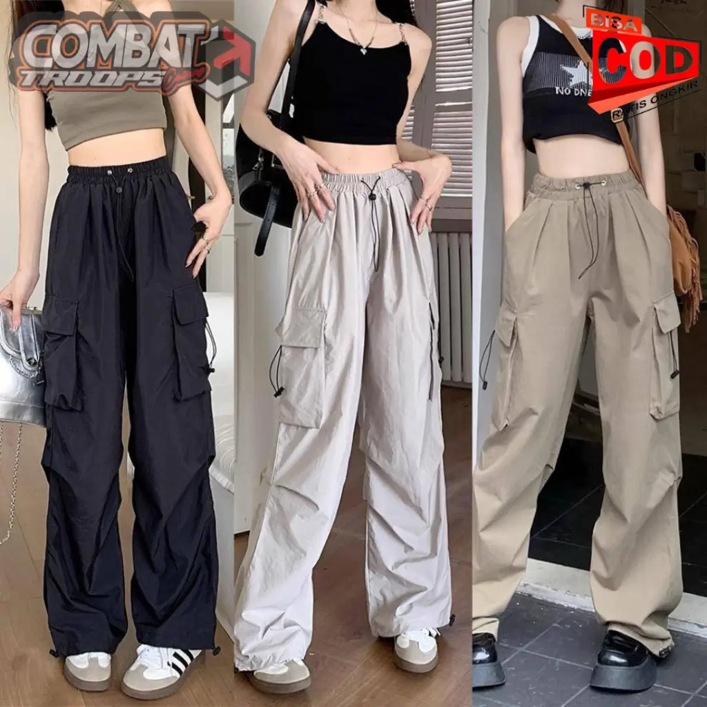 Celana Cargo Wanita Highwaist Loose Casual Import CelciusTM Celana Premium Wanita Cargo Polos Wanita Panjang Terbaru Korean Style