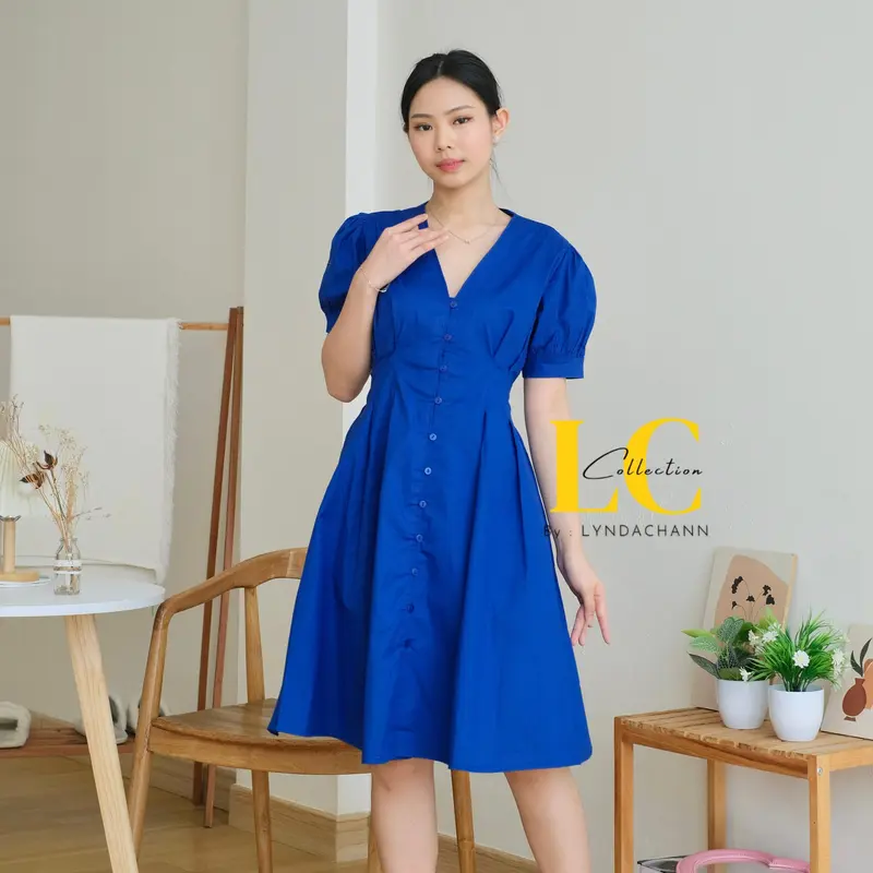 GIES - Dress Bumil Busui Wanita Poppy Button Santai V-Neck Elegan - Kancing, Casual 7