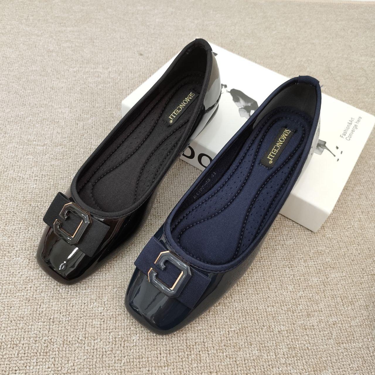 Simoncelli Sepatu Flat Big Size 41-44 Wanita Flatshoes Kerja Hitam Navy Pansus Elegant Import B1197-43