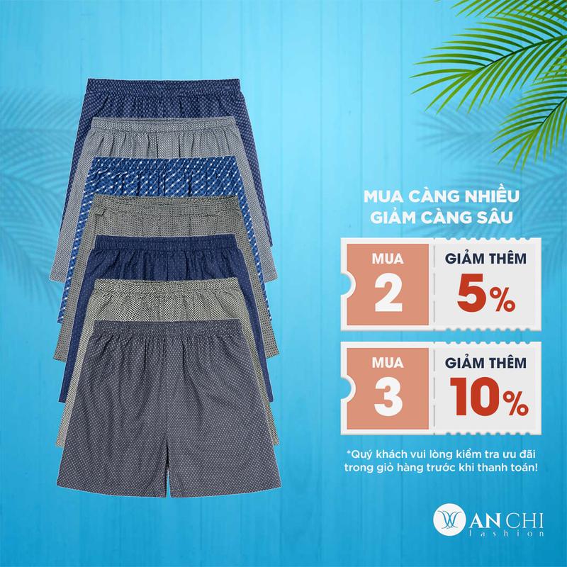 Quần đùi họa tiết nam trung niên chất cotton khô ANCHI mặc trong thoáng mát - QDU25-HT