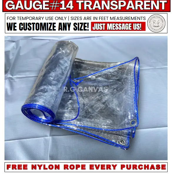 Transparent clear trapal waterproof 4x2 4x3 4x4 4x5 4x6 4x7 4x8 4x9 4x10 4x12ft Original Clear Trapal for tricycle jeep ebike