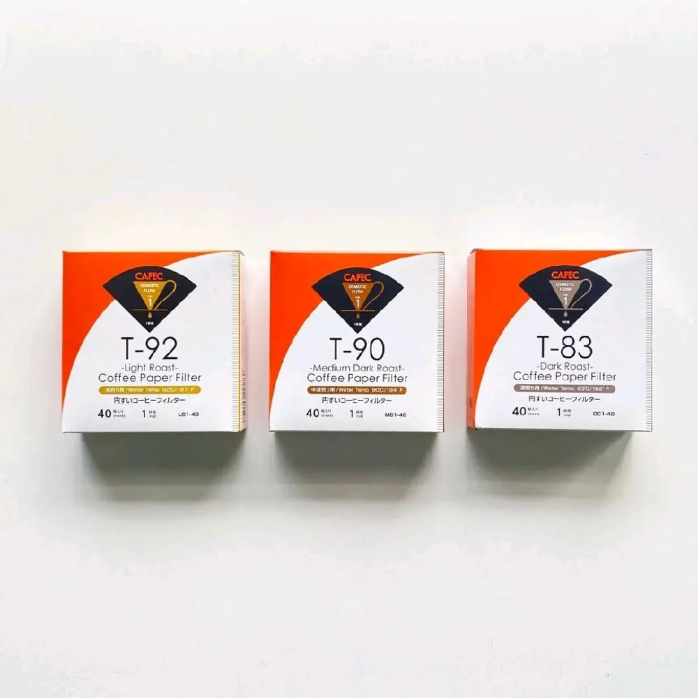 CAFEC Paper Filter Roast Level V60-01 isi 40P - Kertas Saring Kopi V60 T-92 T-90 T-83 untuk Light Medium Dark Roast - Coffee