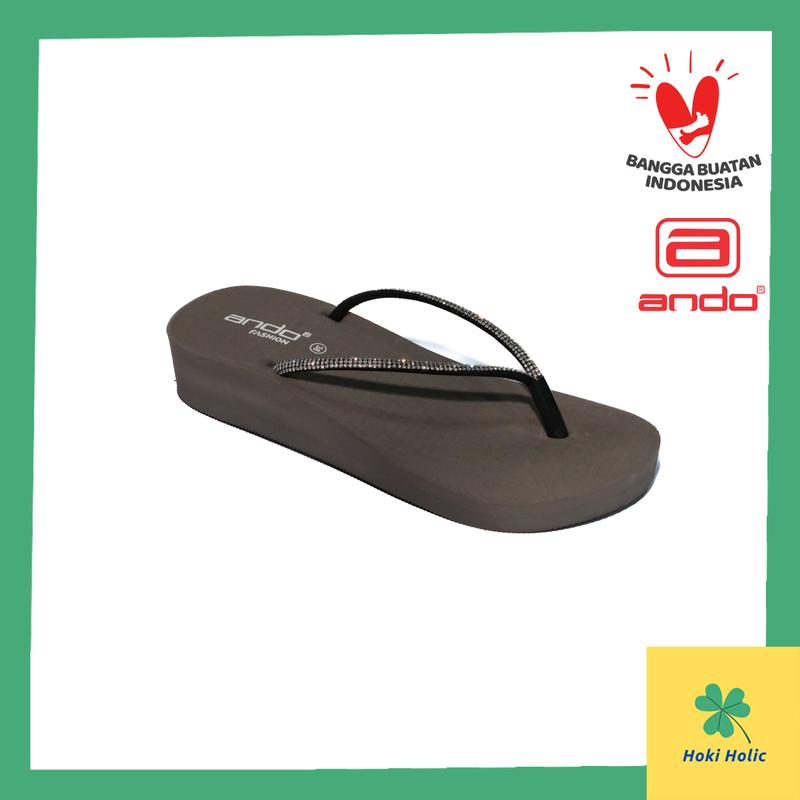 Ando Sandal Wedges Jepit Wanita - Ando Nice Blink Hitam 1