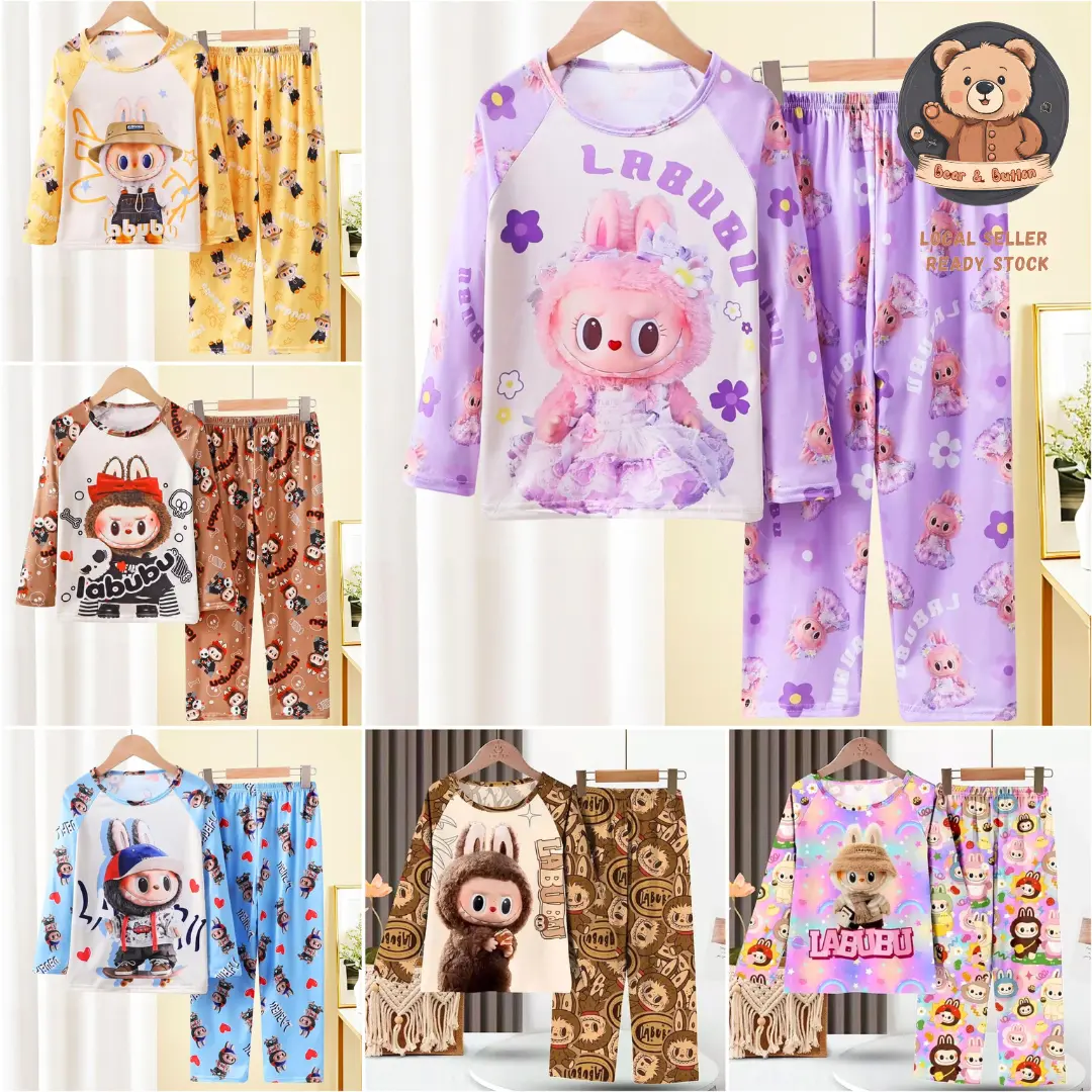 B&B Kids Boy Pyjamas Nightwear Children Girl Pajama LABUBU Baju Tidur Budak Lelaki Perempuan Baju Tidur Kanak Baby Soft Nightwear