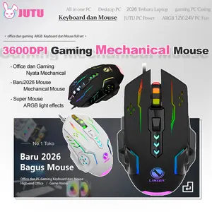 JUTU Mouse Gaming ARGB Mechanlcal Mouse Kabel Ultra-Light 1200~3600Dpi Programmable ButtonErgonomic Comfort Grip High Precision V7