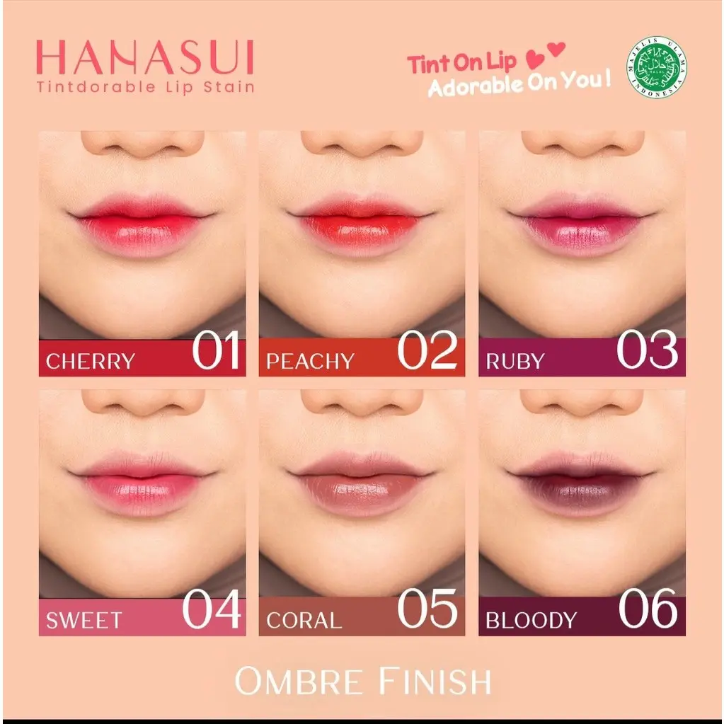 Hanasui Liptin Bibir Gloss Waterproof Liptint Peach