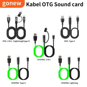 Gonew【Original】OTG tipe C Kabel adaptor kartu suara untuk Siap COD
