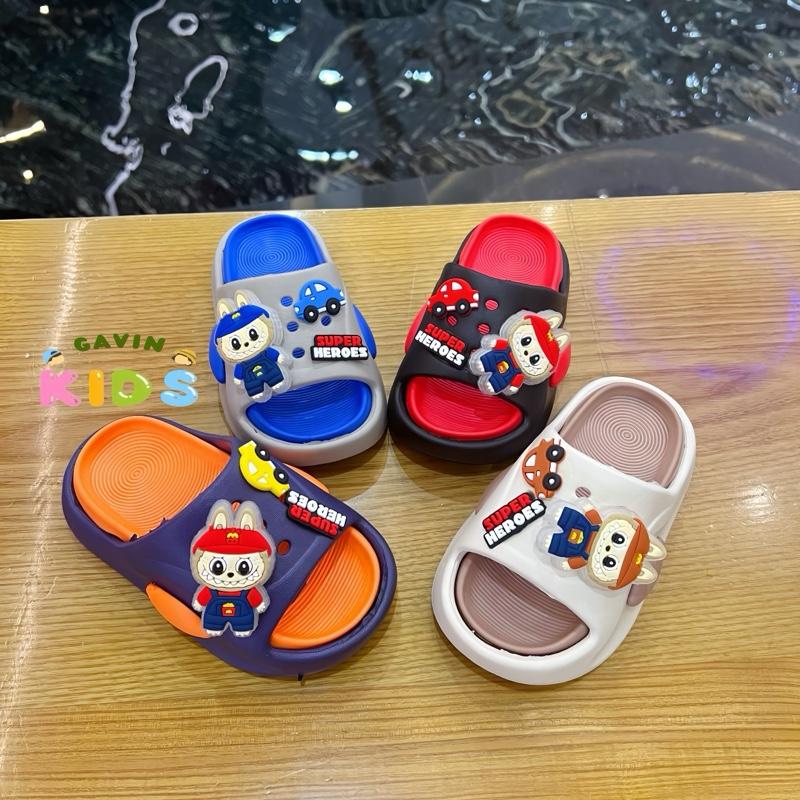 Có đèn nháy Dép lê Labubu bé trai đế cao su non nhẹ êm mềm chống trơn trượt - CD3