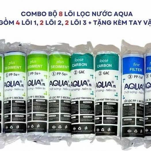 Siêu Rẻ Combo 8Lõi Lọc Nước AQua 123, Gồm 4 Lõi Số 1, 2Lõi Số 2, 2Lõi Số 3