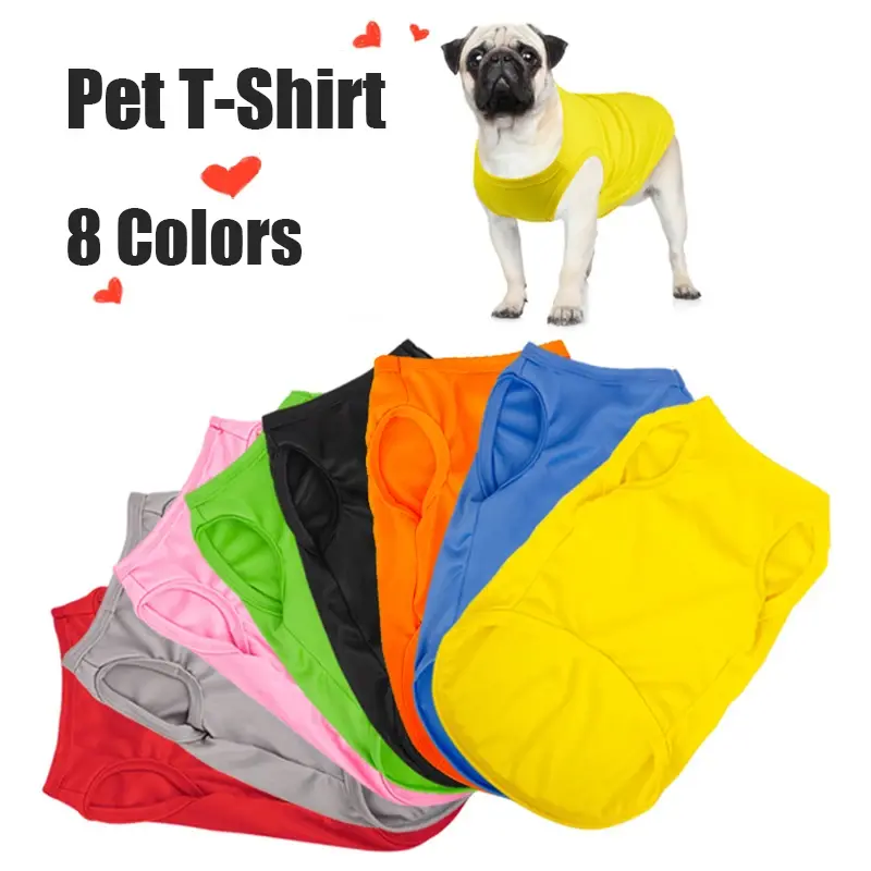 Summer Pure Cotton Puppy Blank Dog Shirt Clothes Soft Plain Doggy Vest Cat Bottoming T Shirts for Small Medium Large Dogs