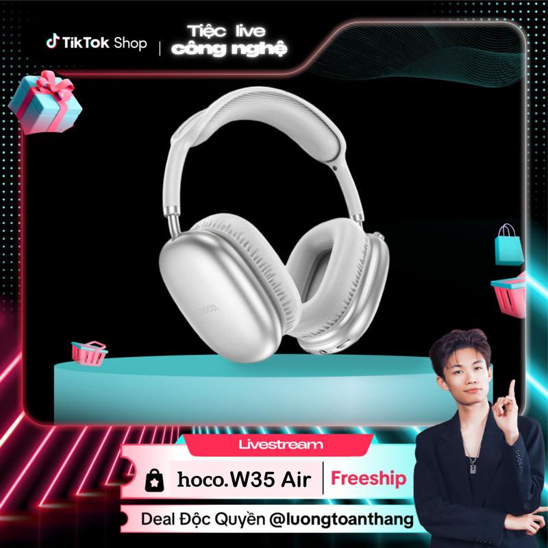 [Smartcom x Luongtoanthang712] Tai nghe trùm W35 Air HOCO - Nghe nhạc chất lượng cao - 3 màu - Headphone trẻ trung, dung lượng pin lớn tainghe  chuptai airpods pro Bluetooth chống ồn
