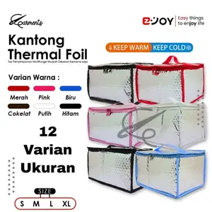 Tas Thermal Alumunium Foil 12 Varian Ukuran dan 6 Varian Warna / Thermal Bag / Tas Bekal / Tas Thermal Penghangat Makanan / Cooler Bag