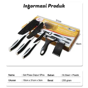Pisau set Dapur / Pisau Dapur Keramik Set 5in1 + Peeler / Set Pisau Dapur Knife Granit Pengupas Stainless Kitchenware Steel