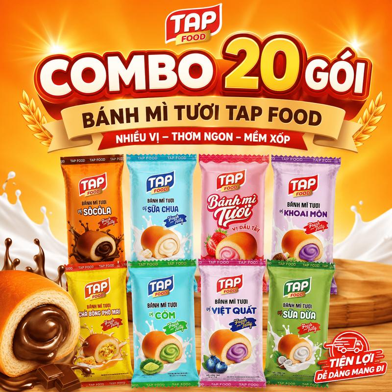 Bánh mì tươi Tap Food, Bánh Mì Ăn Liền Thơm Ngon, Mềm Xốp