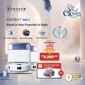 ECOVACS DEEBOT MINI Robot Vacuum Cleaner Compact But Powerful | LDS LiDAR & Line Laser | ZeroTangle 2.0 Anti-Tangle Tech | Vakum Sapu Mop Pel