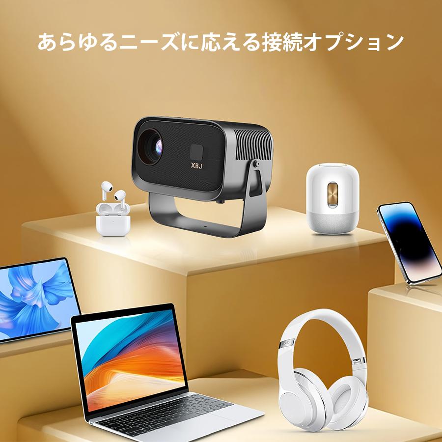 XBJミニプロジェクター4 Kプロジェクター360度回転FHD 350Ansi 1080 P