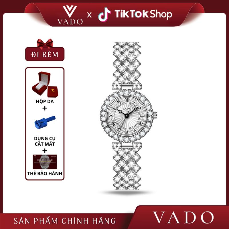   LIVE 1 - DH3112V  Đồng Hồ Nữ Mặt Tròn Mặt Viền Đính Đá Sang Trọng Dây Kim Loại Đính Đá Phong Cách sang Chảnh - DH3112 VADO 