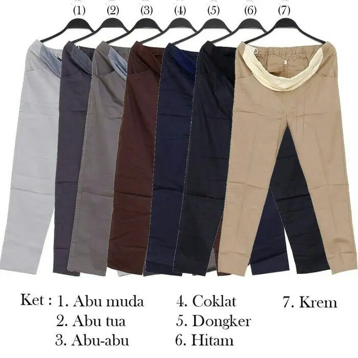 Celana kerja  panjang wanita hamil/model pensil katun stretch Hamil Abu Hitam 2