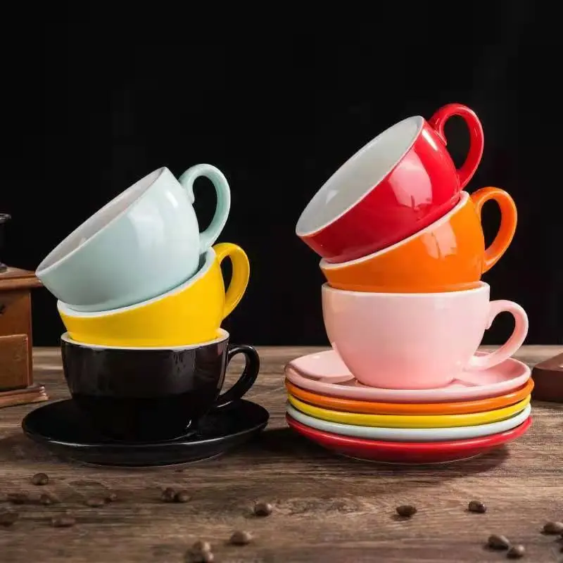 Set Cawan Latte Barista Seramik Berwarna Gaya Eropah | Cawan - TikTok ...