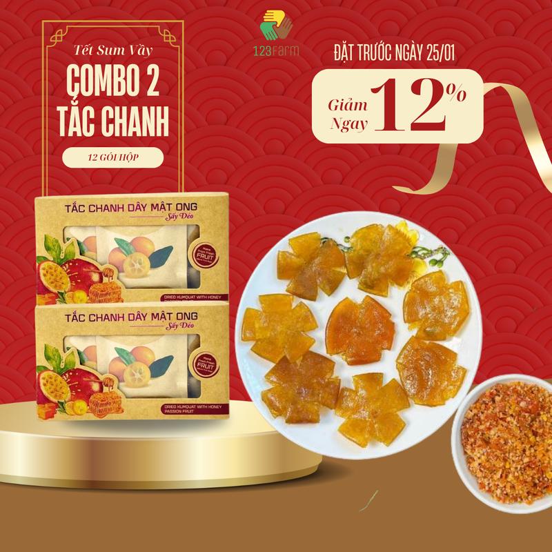  Combo 2 Hộp Tắc Chanh Dây Mật Ong Sấy Dẻo 85g 123 FARM 100% Nguyên Liệu Tự Nhiên Không Hóa Chất Tốt Cho Sức Khỏe & Da Sản Xuất Tại Đồng Tháp Việt Nam 