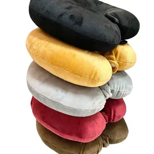 Bantal Leher U sandaran mobil Polos Kancing lembut nyaman empuk (05010287) Car kepala